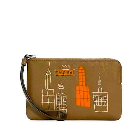 Authentic Coach X Jean Michel Basquiat New York Corner Zip Wristlet Pouch Clutch - Picture 2 of 6